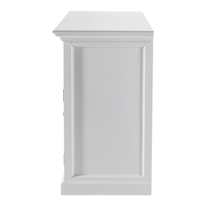 Novasolo Halifax Mahogany Wood Buffet with 4 Glass Doors 3 Drawers in White