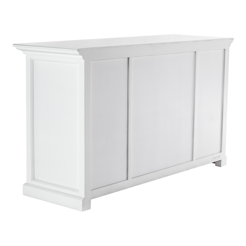 Novasolo Halifax Mahogany Wood Buffet with 4 Glass Doors 3 Drawers in White