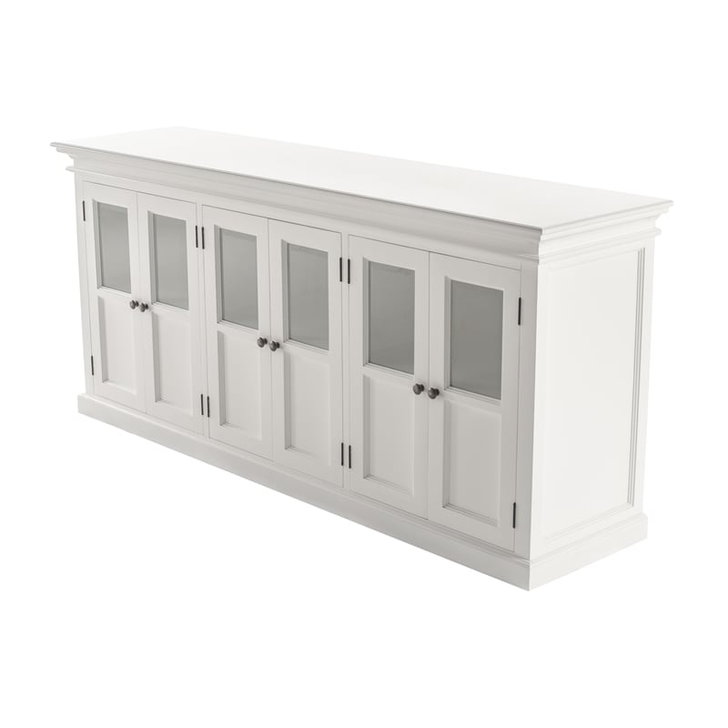 NovaSolo Halifax Mahogany Wood Buffet with 6 Glass Doors in White