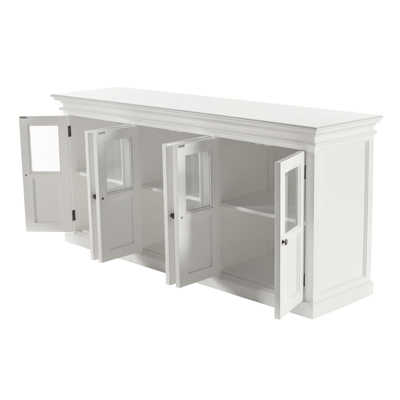 NovaSolo Halifax Mahogany Wood Buffet with 6 Glass Doors in White