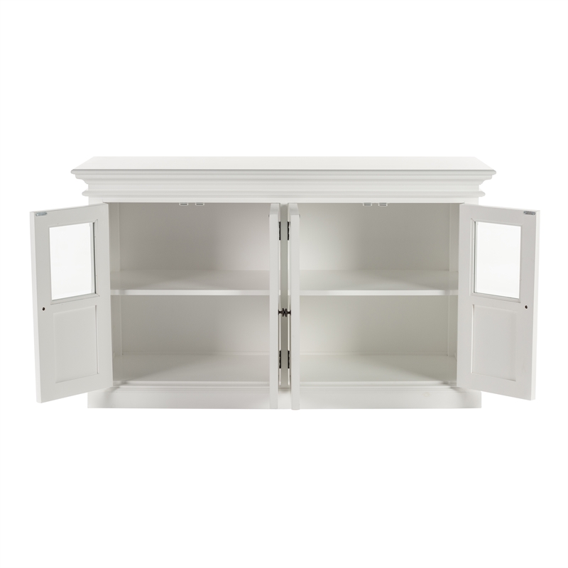 NovaSolo Halifax Mahogany Wood Buffet with 4 Glass Doors in White