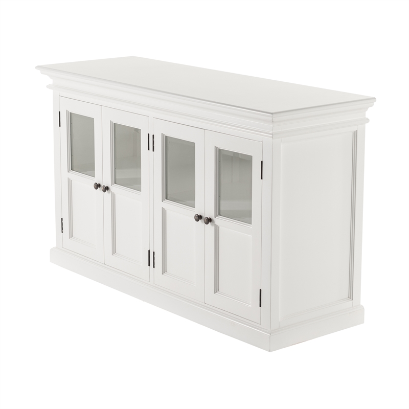 NovaSolo Halifax Mahogany Wood Buffet with 4 Glass Doors in White