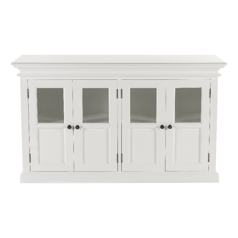 NovaSolo Halifax Mahogany Wood Buffet with 4 Glass Doors in White