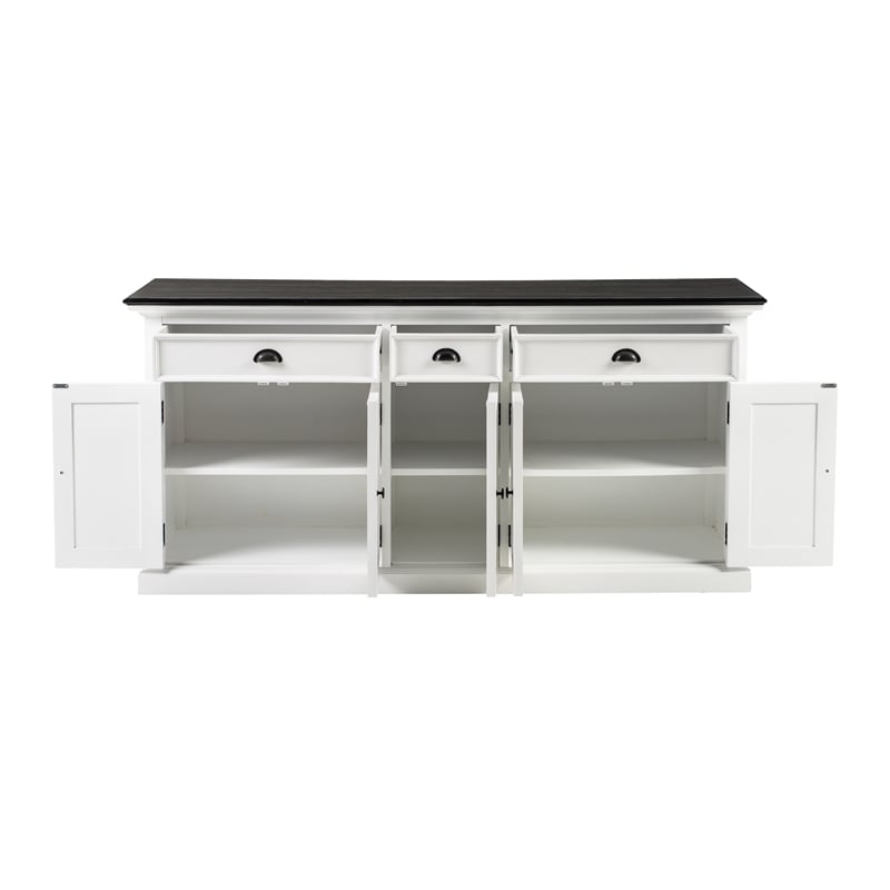 NovaSolo Halifax Mahogany Wood Buffet with 5 Doors 3 Drawers in White