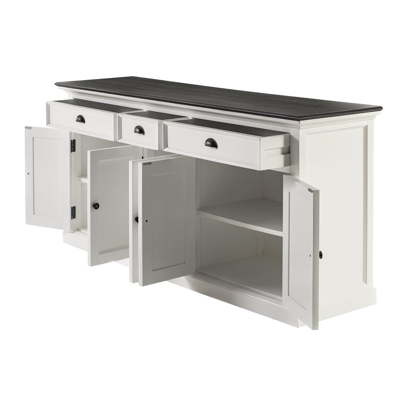 NovaSolo Halifax Mahogany Wood Buffet with 5 Doors 3 Drawers in White