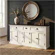 NovaSolo Halifax Mahogany Wood Buffet with 5 Doors 3 Drawers in White