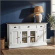 NovaSolo Halifax Mahogany Wood Buffet with 4 Doors 3 Drawers in White