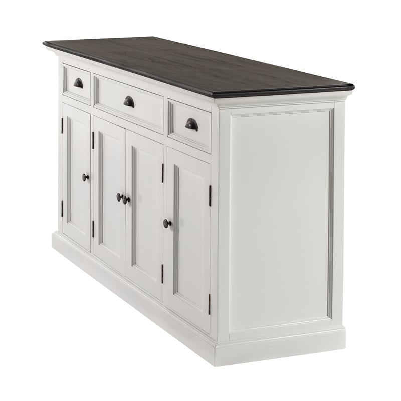 NovaSolo Halifax Mahogany Wood Buffet with 4 Doors 3 Drawers in White