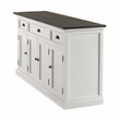 NovaSolo Halifax Mahogany Wood Buffet with 4 Doors 3 Drawers in White