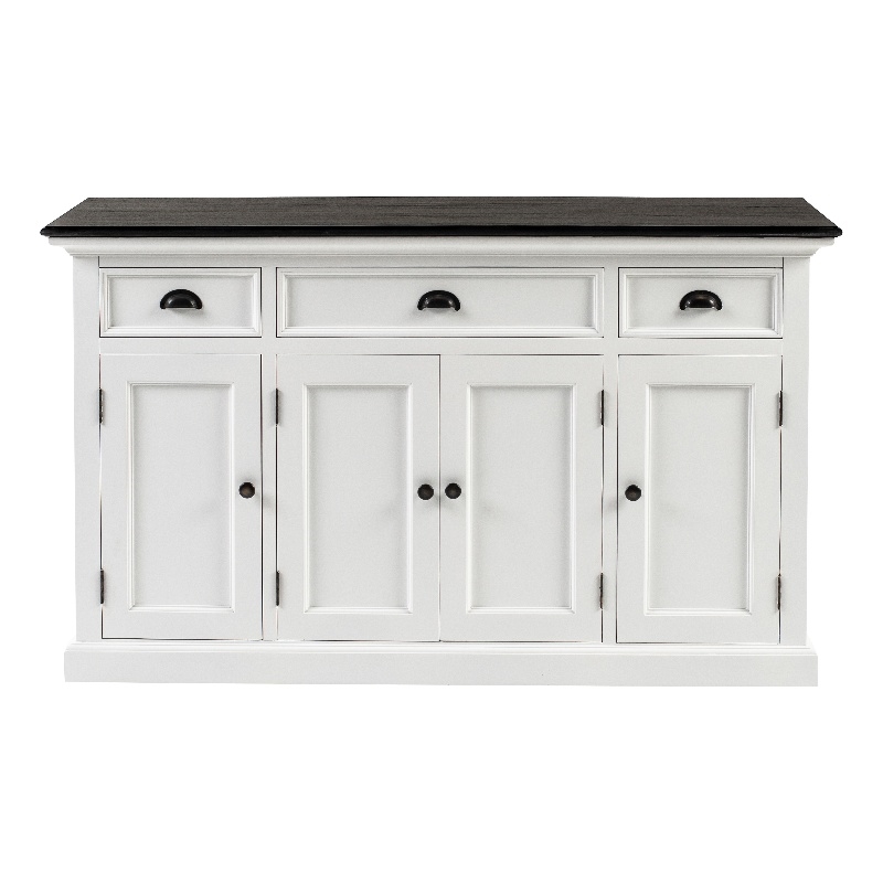 NovaSolo Halifax Mahogany Wood Buffet with 4 Doors 3 Drawers in White
