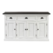 NovaSolo Halifax Mahogany Wood Buffet with 4 Doors 3 Drawers in White