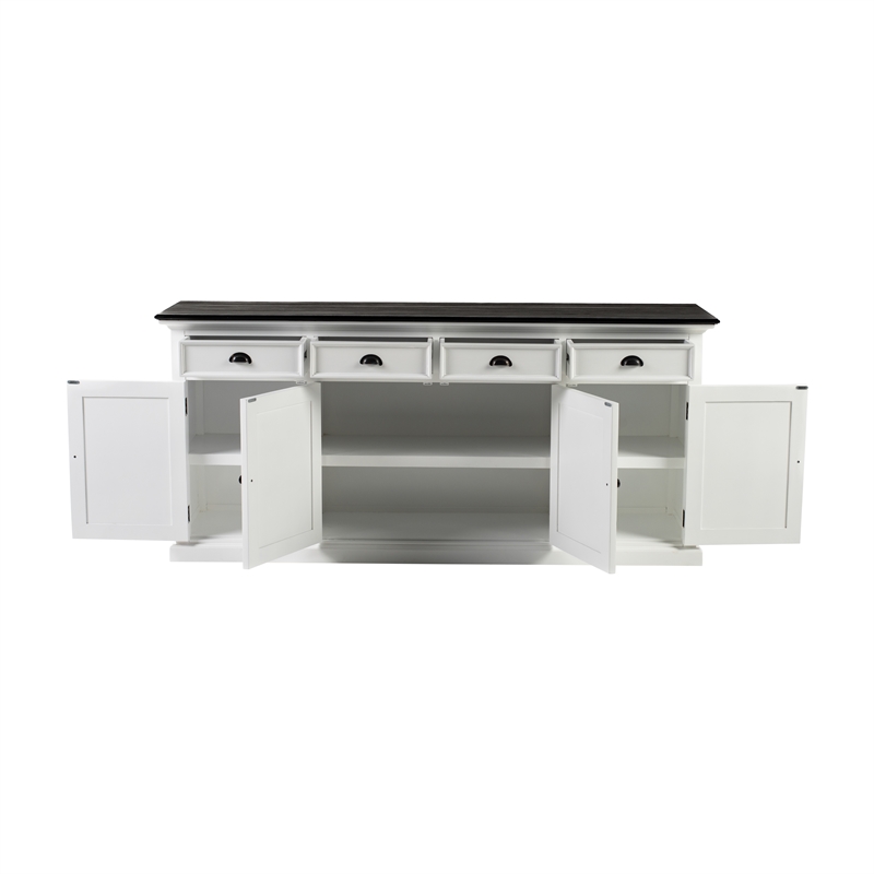 NovaSolo Halifax Mahogany Wood Buffet with 4 Doors 3 Drawers in White