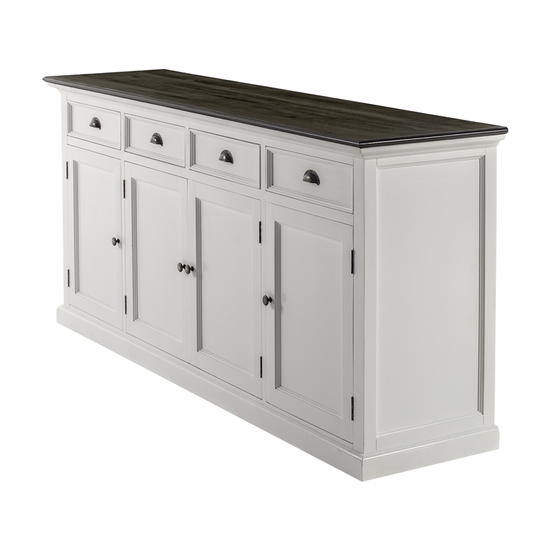 NovaSolo Halifax Mahogany Wood Buffet with 4 Doors 3 Drawers in White
