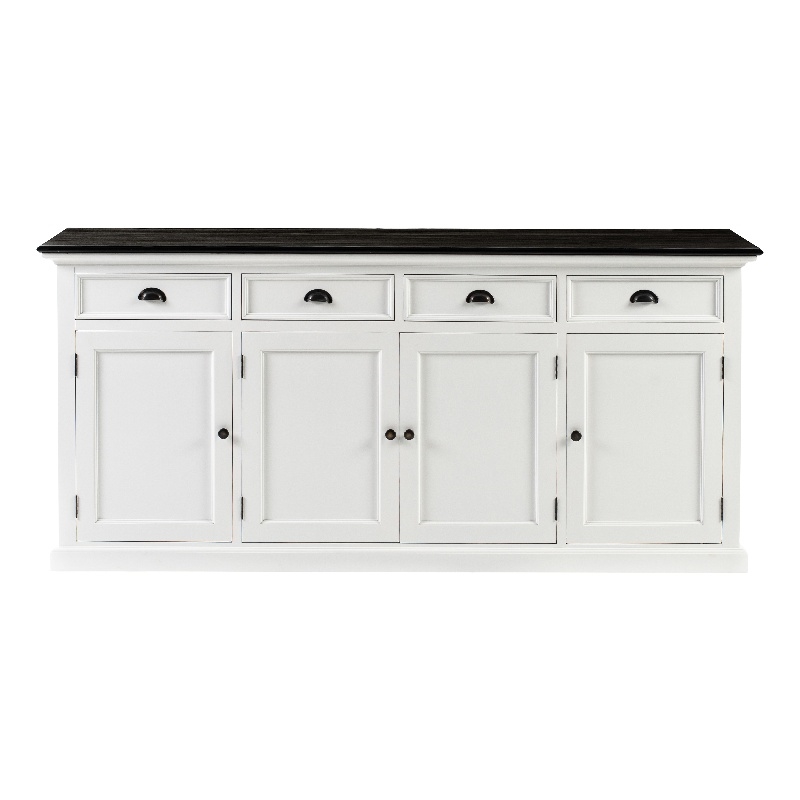 NovaSolo Halifax Mahogany Wood Buffet with 4 Doors 3 Drawers in White