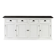 NovaSolo Halifax Mahogany Wood Buffet with 4 Doors 3 Drawers in White