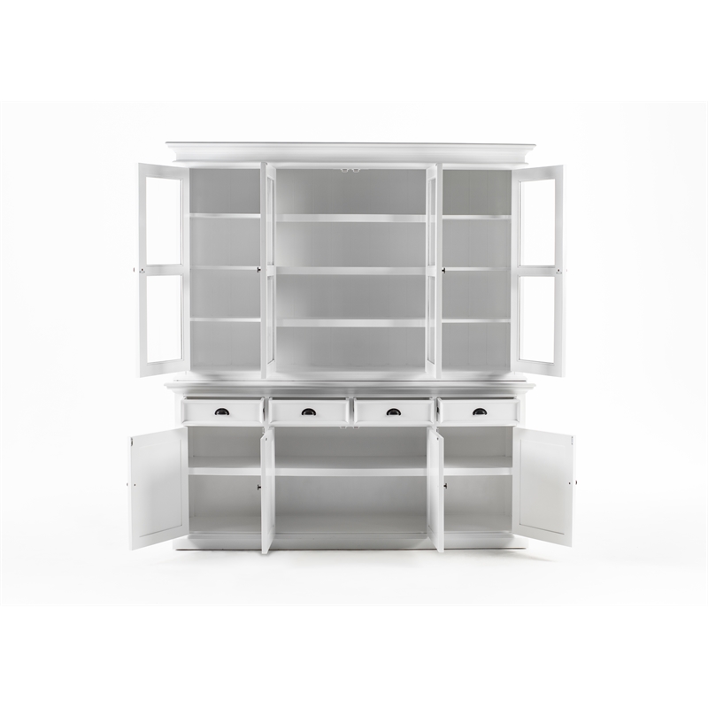 Buffet Hutch Unit with 4 Glass Doors Solid Wood Halifax in White