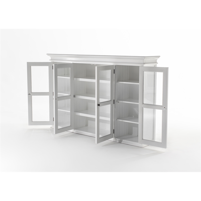 Buffet Hutch Unit with 4 Glass Doors Solid Wood Halifax in White