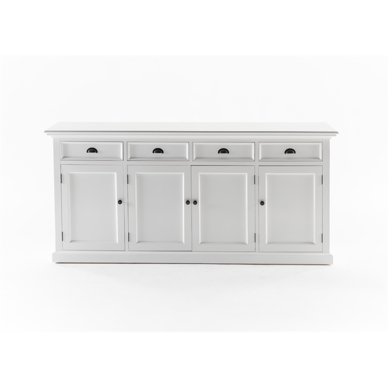 Buffet Hutch Unit with 4 Glass Doors Solid Wood Halifax in White