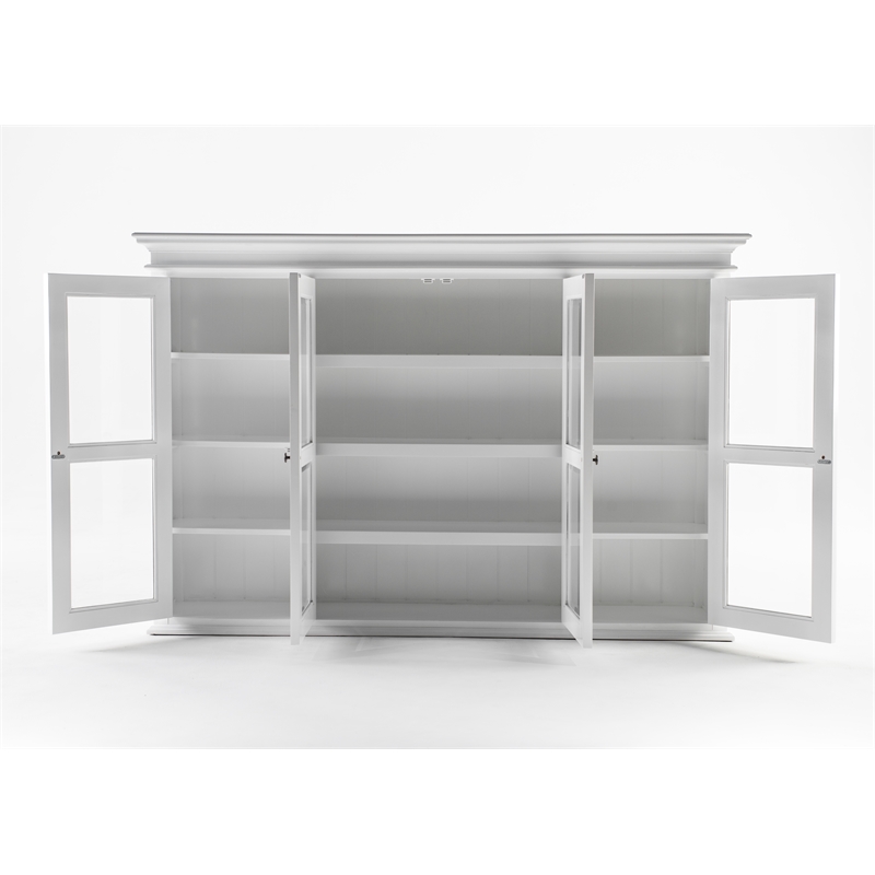 Buffet Hutch Unit with 4 Glass Doors Solid Wood Halifax in White