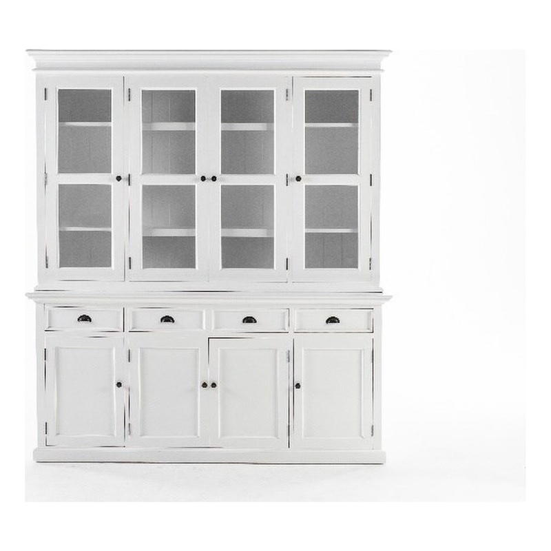 Buffet Hutch Unit with 4 Glass Doors Solid Wood Halifax in White