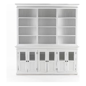 hutch unit with 6 glass doors solid wood halifax in white