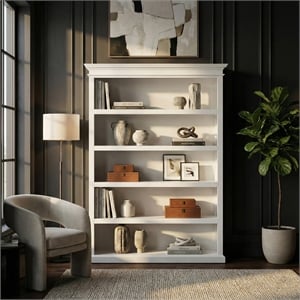 Bookcase with 5 Shelves Halifax Solid Wood in White