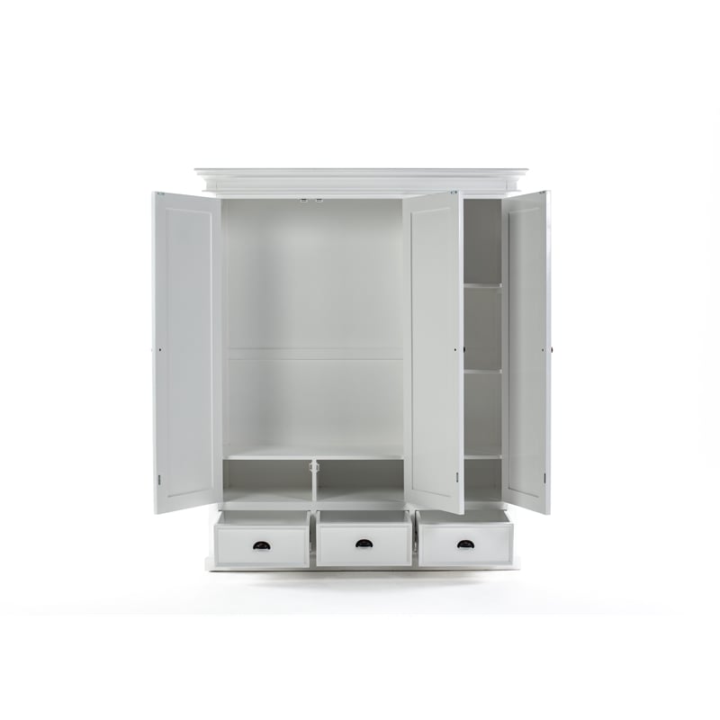 Novasolo Wardrobe with 3 Doors Solid Wood in White