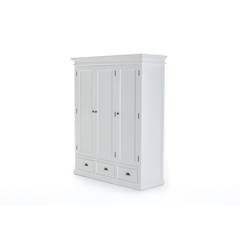 Novasolo Wardrobe with 3 Doors Solid Wood in White