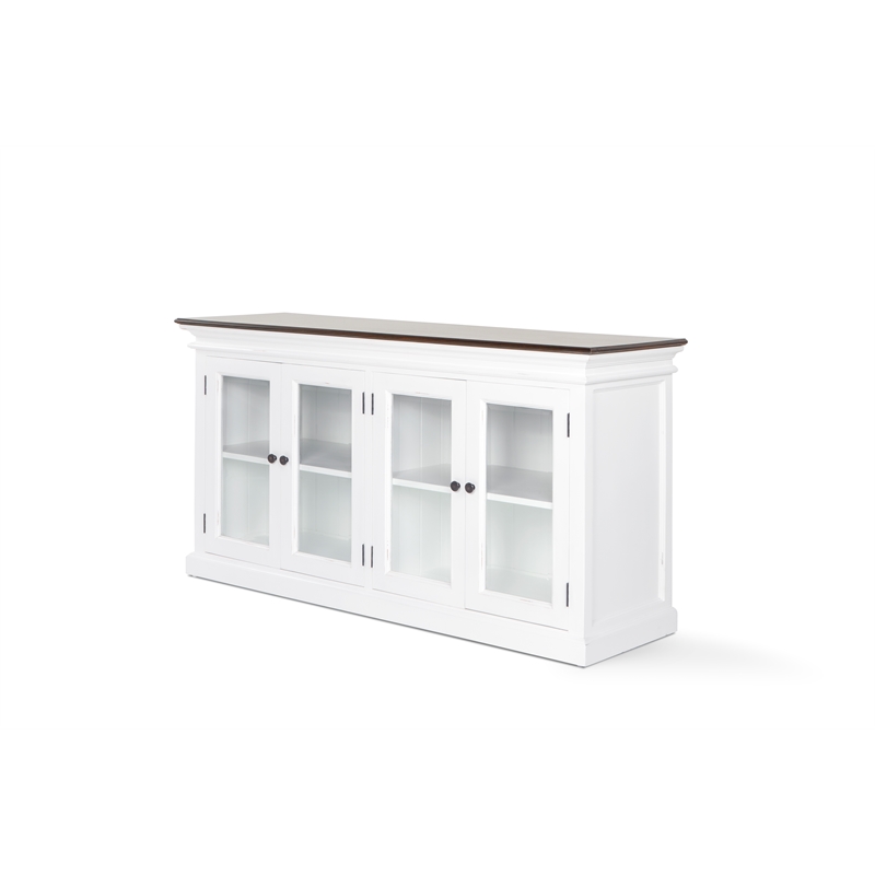 Novasolo Display Buffet with 4 Glass Doors Accent in White and Brown