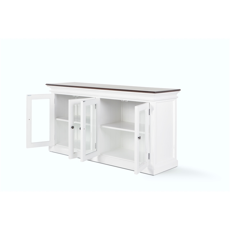 Novasolo Display Buffet with 4 Glass Doors Accent in White and Brown