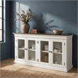 Novasolo Display Buffet with 4 Glass Doors Accent in White and Brown