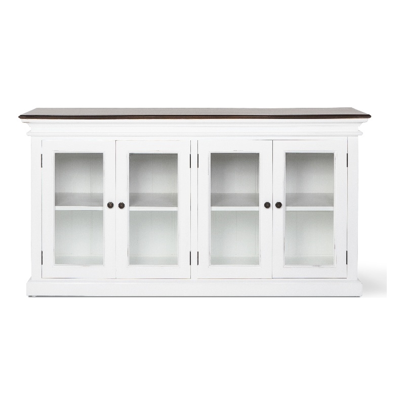 Novasolo Display Buffet with 4 Glass Doors Accent in White and Brown