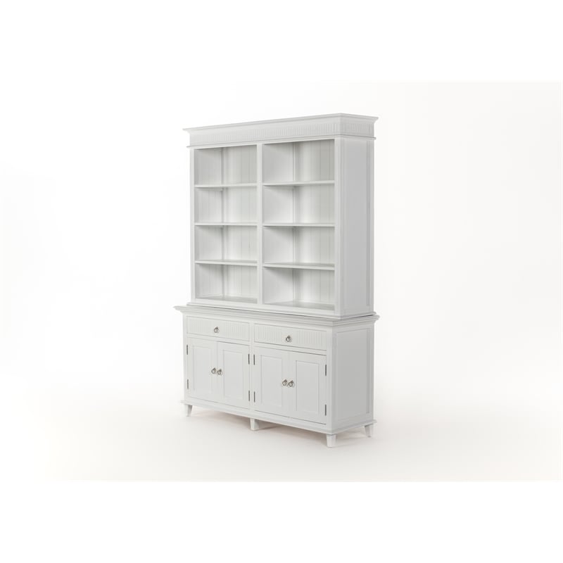 NovaSolo Hutch Bookcase Unit Skansen Solid Wood in White