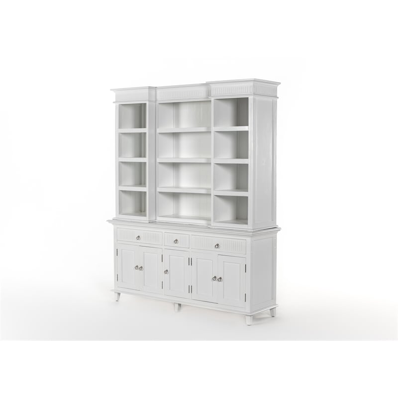 NovaSolo Kitchen Hutch Cabinet with 5 Doors 3 Drawers Skansen in White