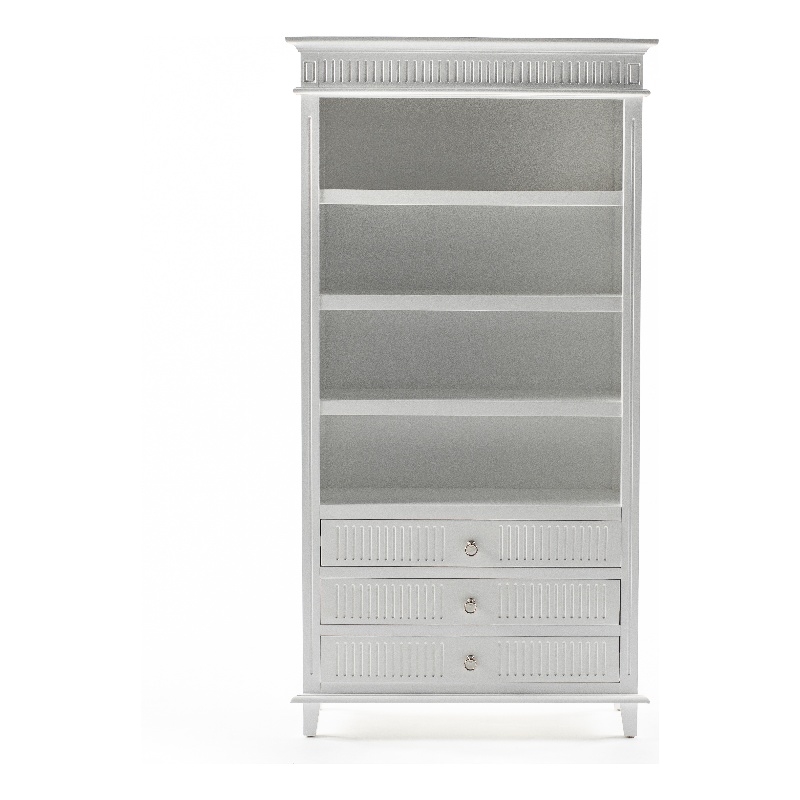 NovaSolo Bookcase with 3 Drawers Skansen Solid Wood in White