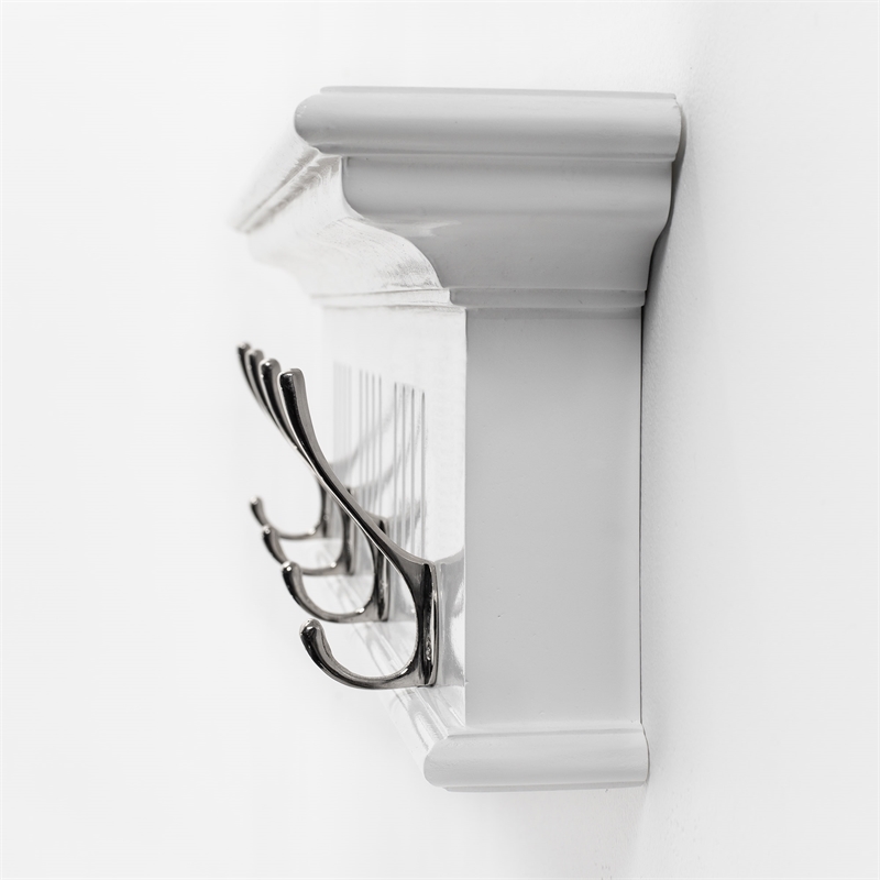 NovaSolo 4 Hook Coat Rack in Pure White