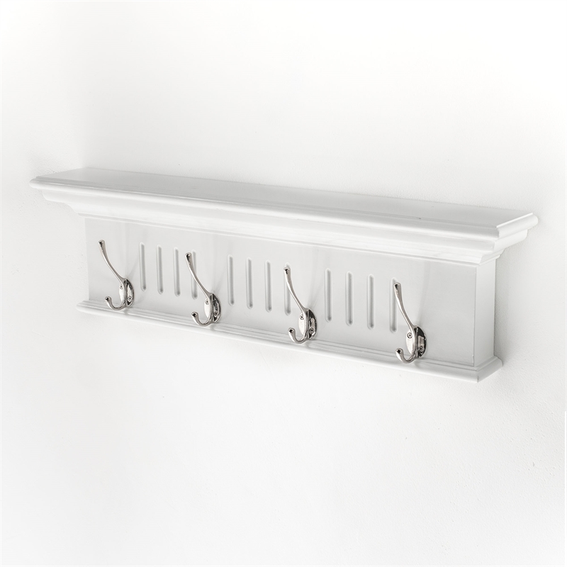 NovaSolo 4 Hook Coat Rack in Pure White