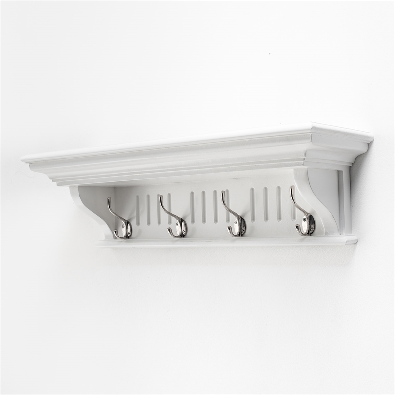 NovaSolo 4 Hook Coat Rack in Pure White