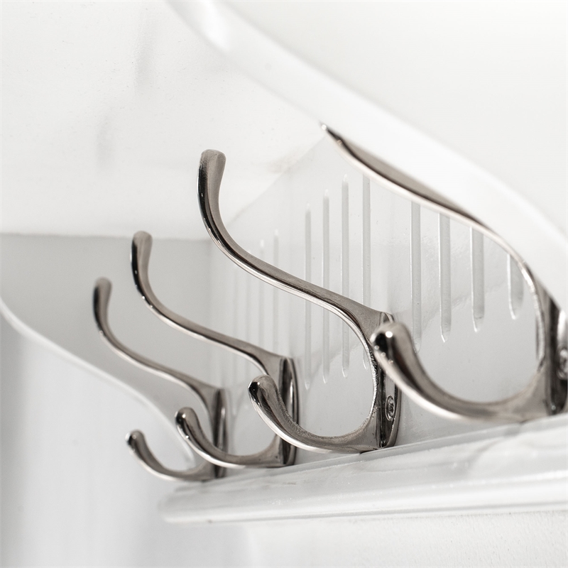 NovaSolo 4 Hook Coat Rack in Pure White