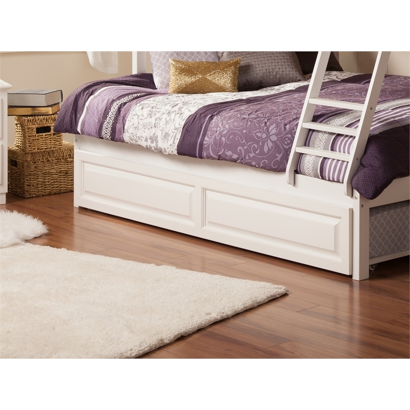 Leo & Lacey Transitional Solid Wood Twin Raised Panel Trundle in White