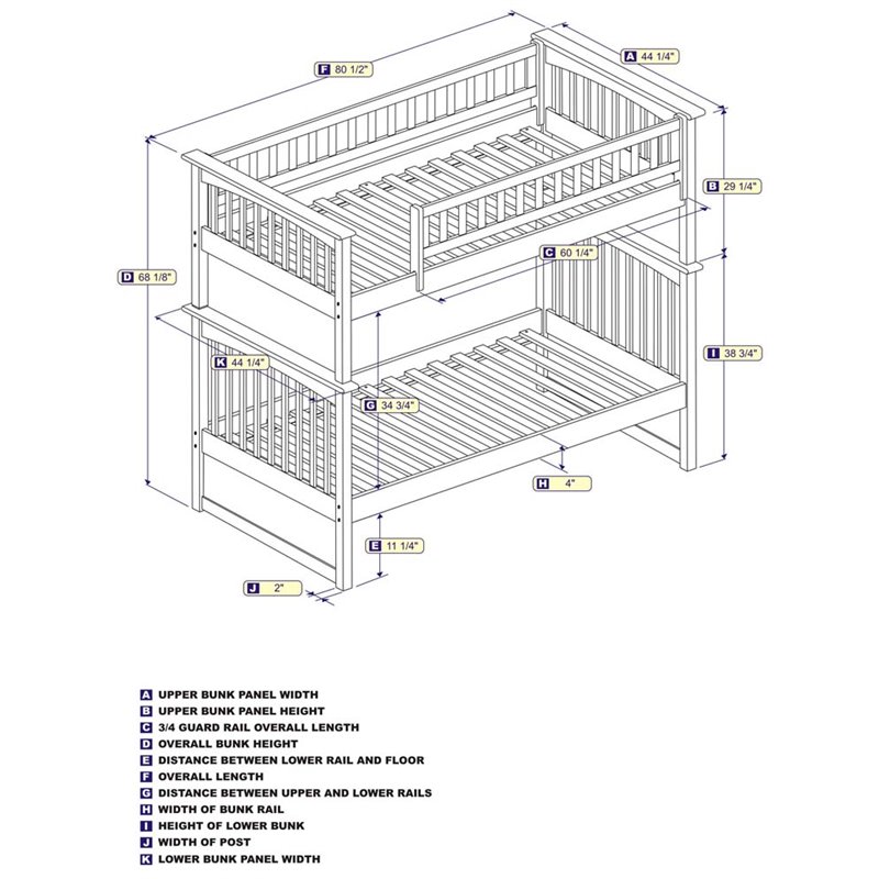 Leo & Lacey Transitional Solid Wood Twin Over Twin Bunk Bed in White