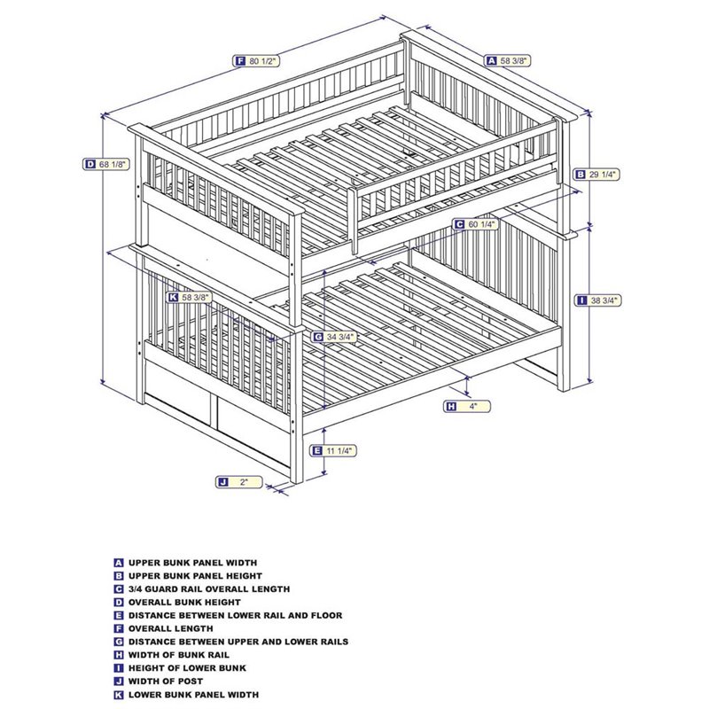 Leo & Lacey Full Over Full Bunk Bed in Walnut