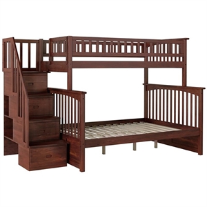 leo & lacey wooden staircase bunk bed in walnut (a)