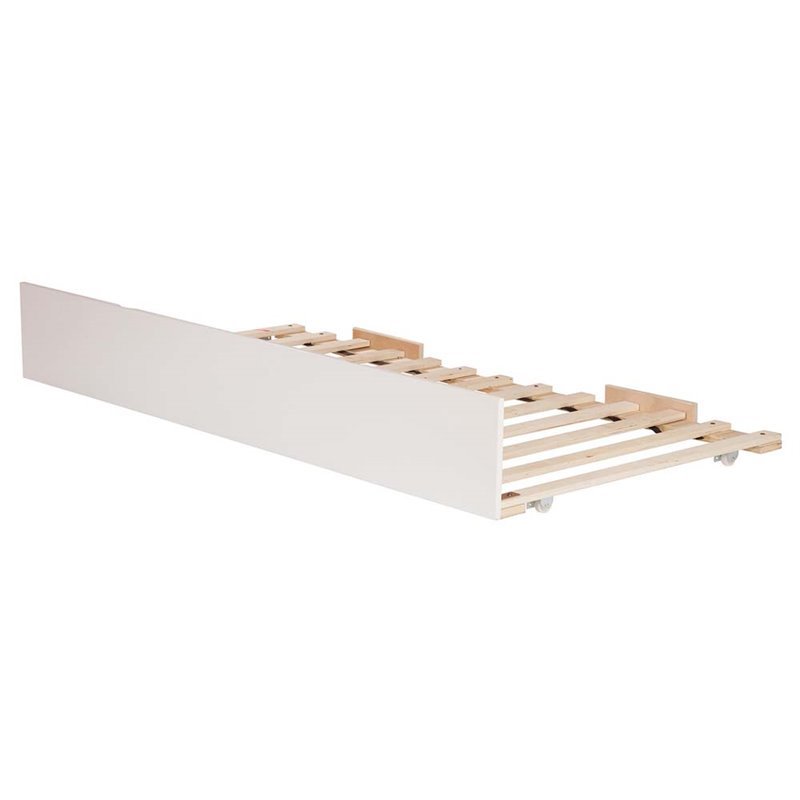 Leo & Lacey Mid-Century Solid Wood Twin Size Panel Trundle in White