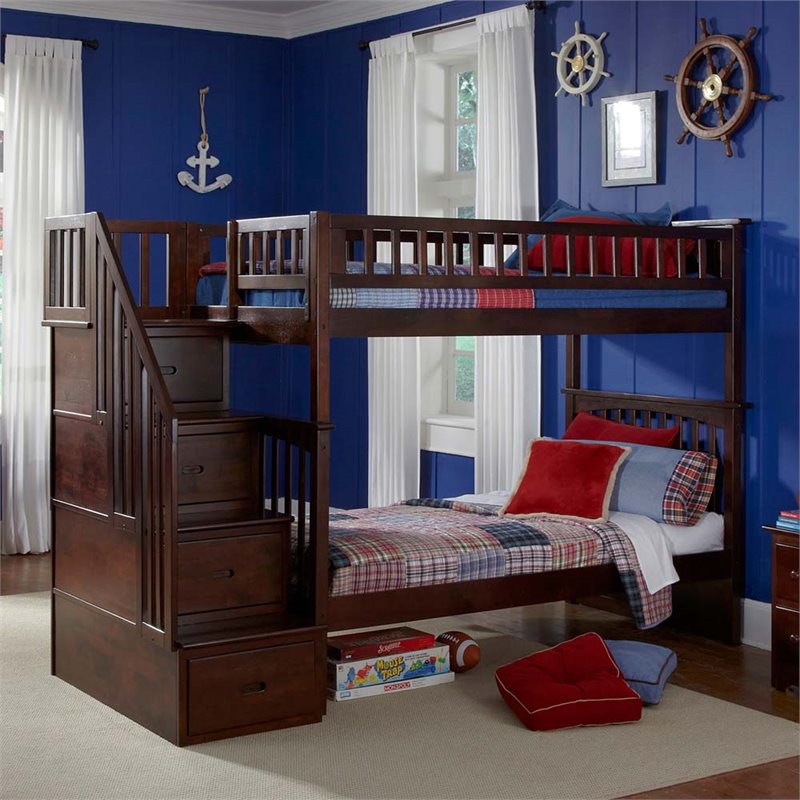 Leo & Lacey Twin Over Twin Staircase Bunk Bed