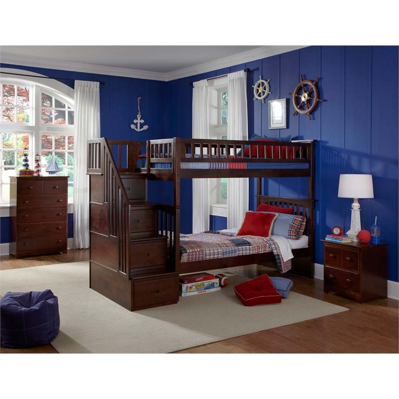 Leo & Lacey Twin Over Twin Staircase Bunk Bed