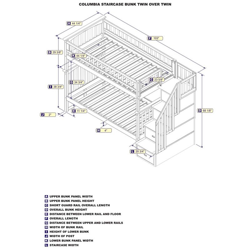 Leo & Lacey Twin Over Twin Staircase Bunk Bed in White