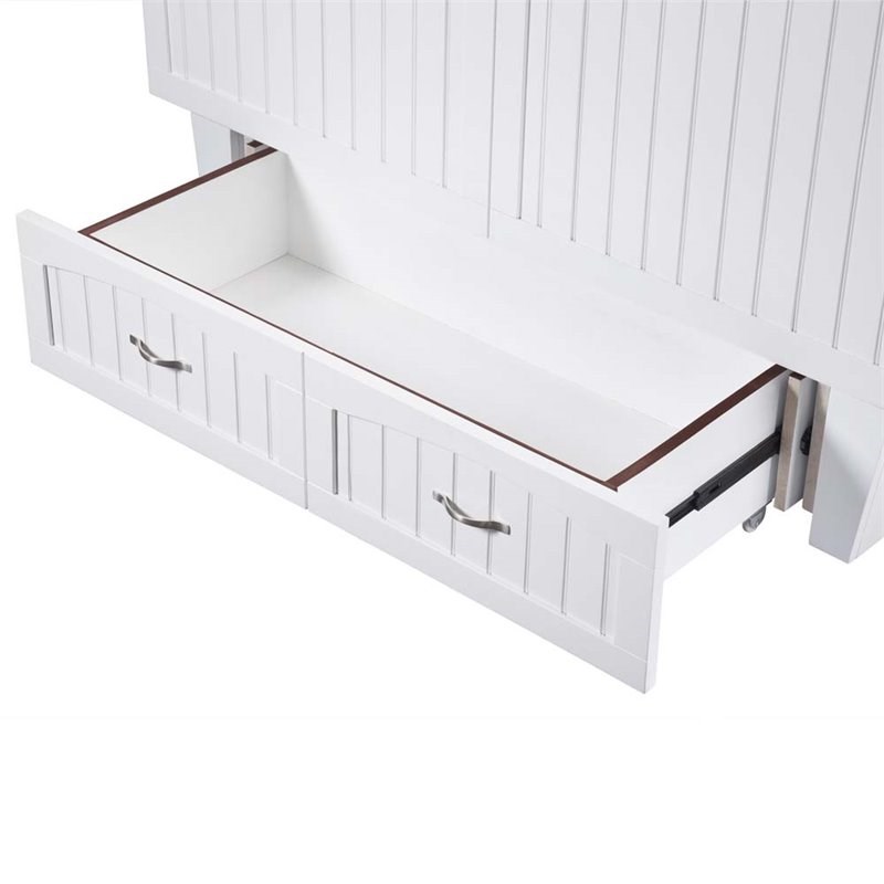 Leo & Lacey Modern Solid Wood Queen Murphy Bed Chest Decor in White