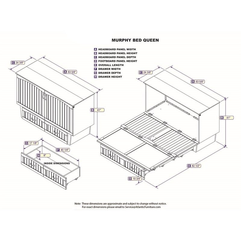 Leo & Lacey Modern Solid Wood Queen Murphy Bed Chest Decor in White