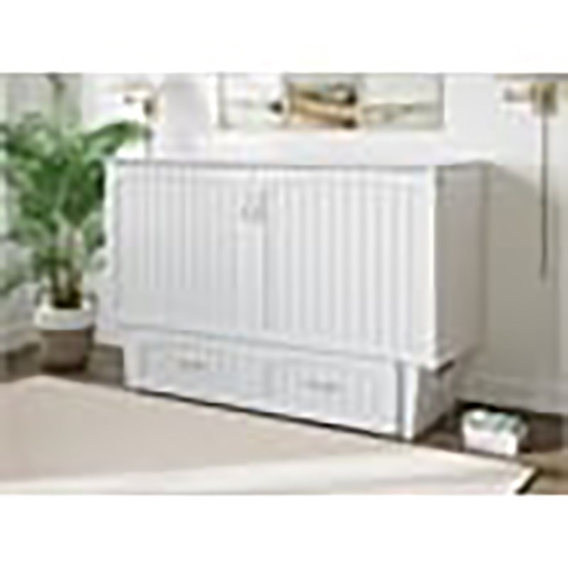 Leo & Lacey Modern Solid Wood Queen Murphy Bed Chest Decor in White